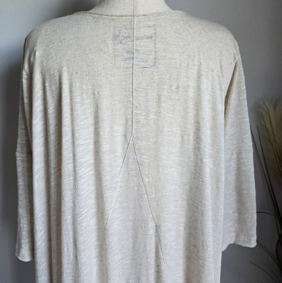 Free People Tri Sierra Linen Knit Cream Swing Oversized Tunic Top Size Medium - Picture 8 of 11